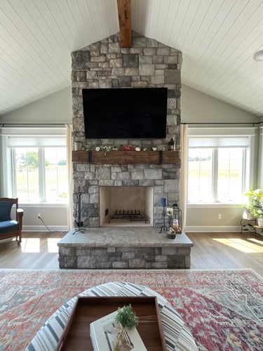 Stone Creek Roman Castle in Suede with Pewter Mist Natural Stone Hearth3
